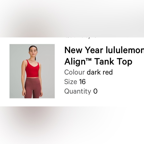 lululemon athletica Dark Red Align Tank Top - Picture 1 of 3